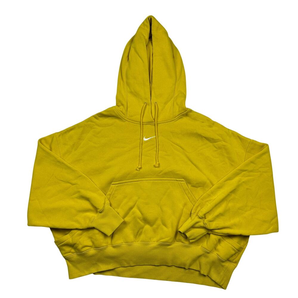 Nike Yellow Oversized Pullover Hoodie Women's M Logo DQ5858-709